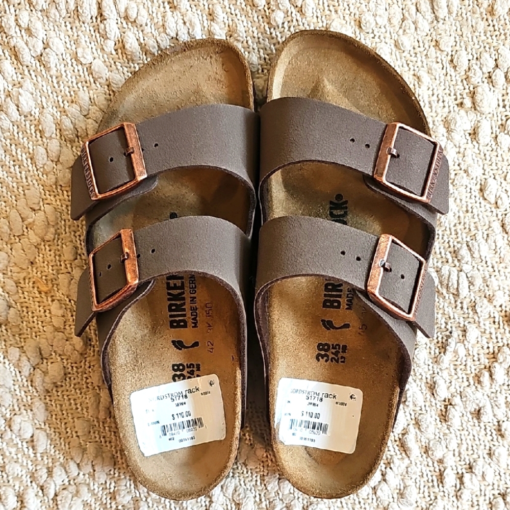 Birkenstock Brown Big Buckle Double Strap Sandals Size 38 NWT